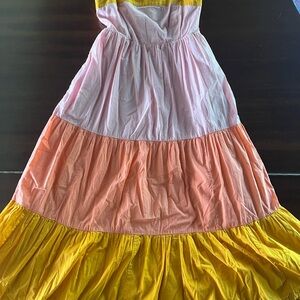 J. Crew Colorblock Maxi Dress - Yellow, Pink, Orange